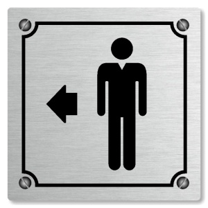 WC muži vlevo, 148x148mm, stříbrná, Kansas